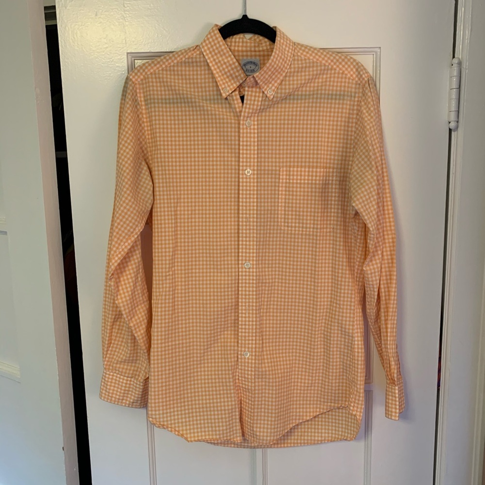 Brooks Brothers peach check plaid